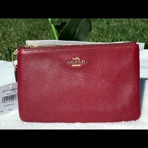 Coach Pebbled Leather Wristlet